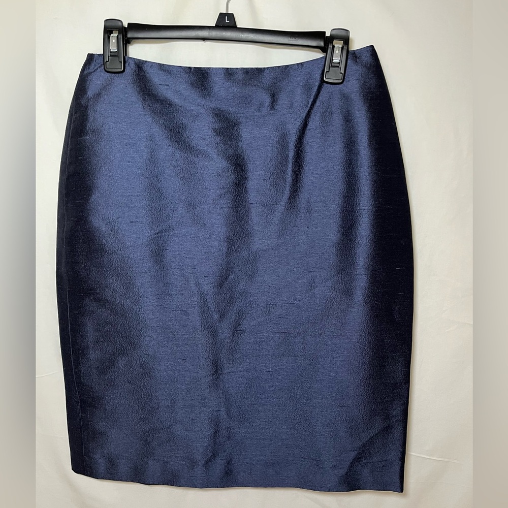 Linda Allard/Ellen Tracy Silk Navy Pencil Skirt SZ 6